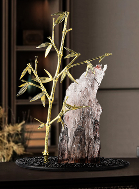 速发新中式假山厅面摆件家居饰品客子节节高竹桌玄关酒柜办公室装