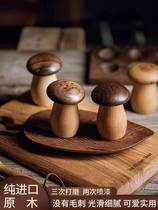 Creative Day Style Solid Wood Toothpick Cylinder Flush Home Upscale Toothpick Box Jar Hupeach Wood Cute Mushrooms New Chinese Log