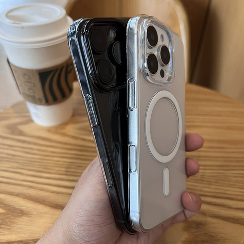 不易发黄透明硬壳适用苹果16promax磁吸手机壳相机按键全包一体iPhone15promax保护套17简约高清MagSafe超薄 - 图1