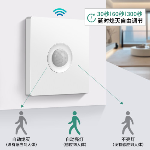 国际电工86型人体感应开关面板220v家用楼道走廊延时红外线感应器 - 图1