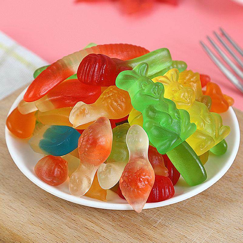 酸砂糖爆浆涂油水果味橡皮糖水果糖软糖解馋零食食品元旦年货糖果