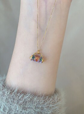 混合宝石镶嵌铜十字链女有球必应