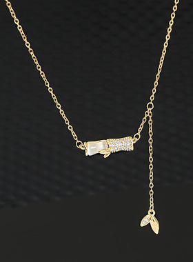 竹节小众设计感项链女锆石