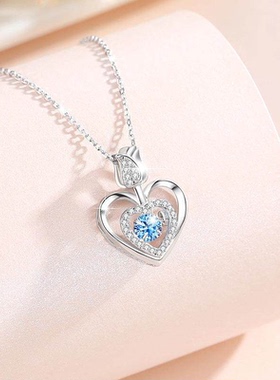S925纯银玫瑰盛开跳动之心女轻奢项链气质高级感吊坠链情人节礼物
