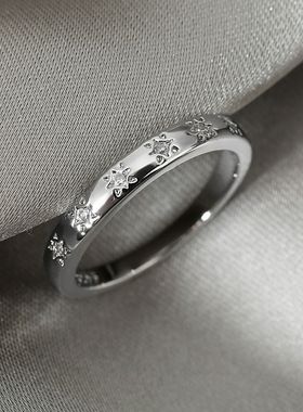 曹适S925银食指戒情侣日韩ins森系指环小众款六芒星戒指男女通用