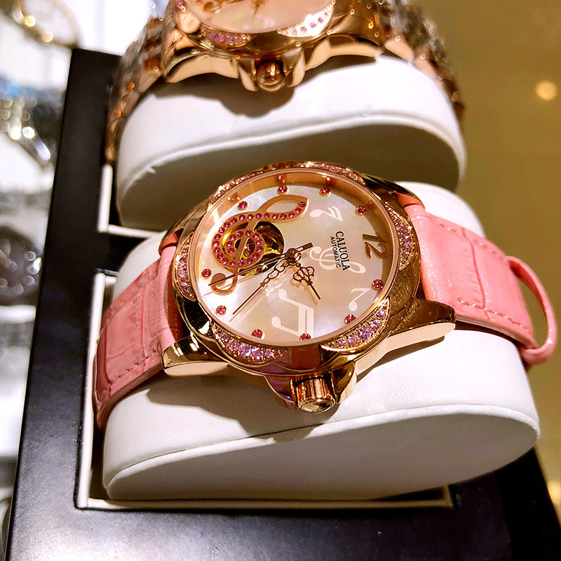 卡罗莱镂空名牌时尚女士防水机械表 caluola卡盟国产腕表