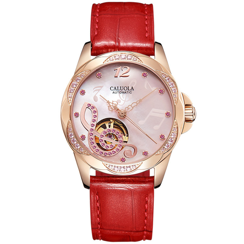 卡罗莱镂空名牌时尚女士防水机械表 caluola卡盟国产腕表