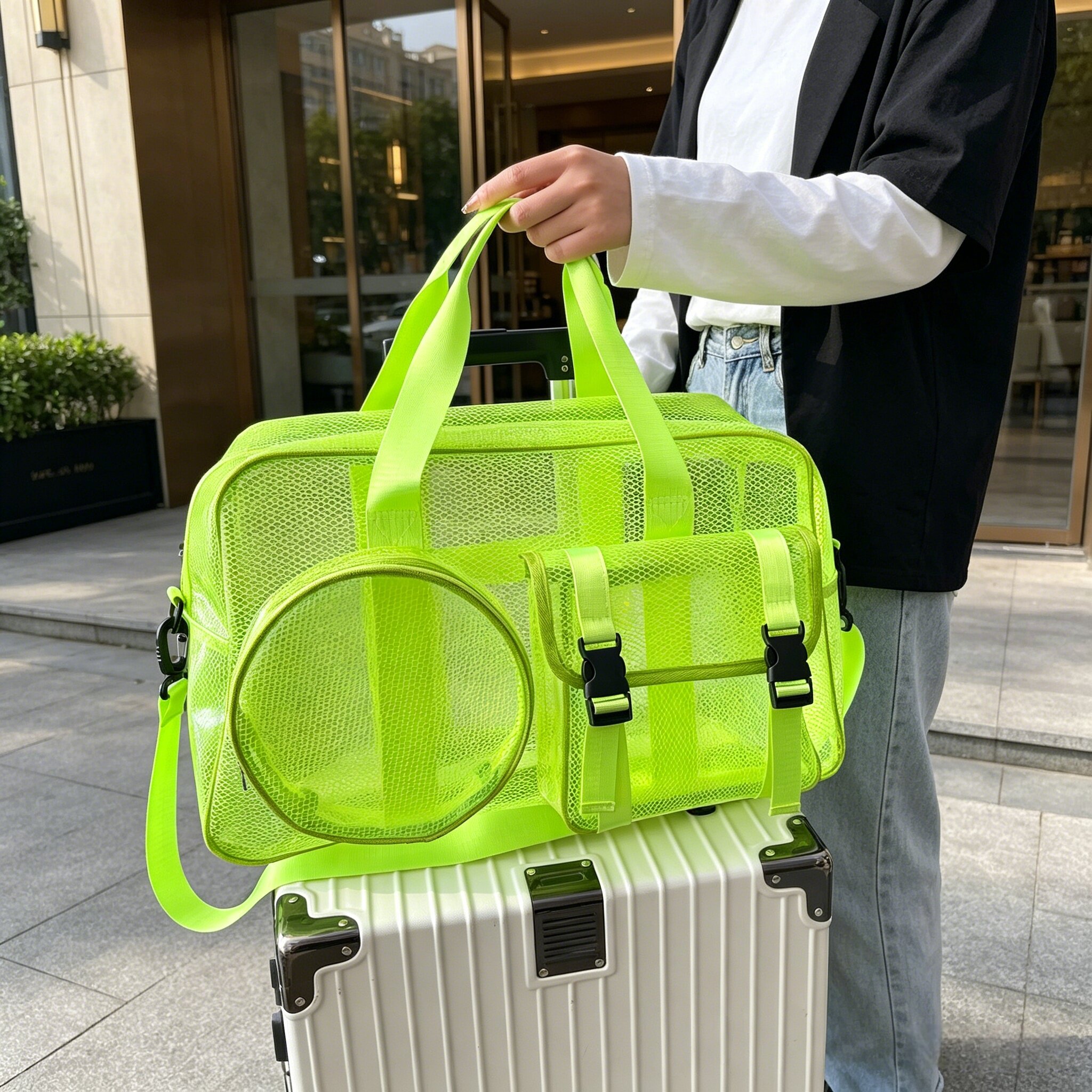 Large capacity waterproof travel bag visible jelly storage bag
