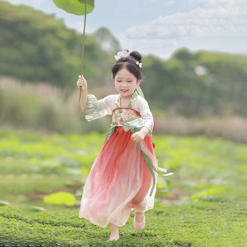 汉服女童超仙锦鲤古装中国风仙气飘飘齐胸连衣裙夏季新款襦裙汉服-图0