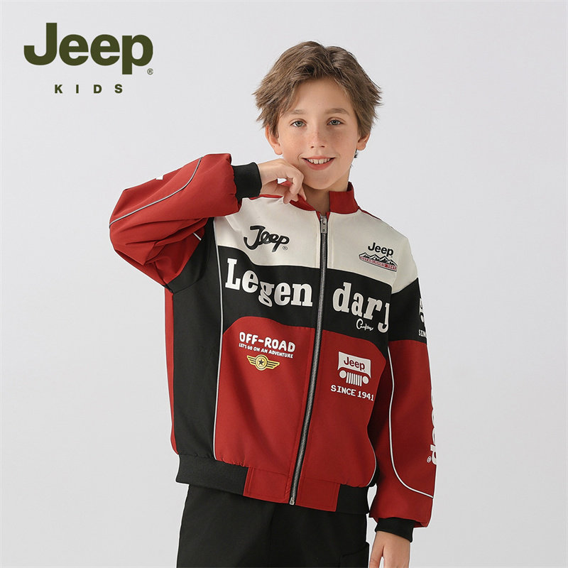 Jeep吉普童装男童户外机车服夹克秋冬款外套2026新款儿童赛车服潮,淘宝优惠券,粉丝福利购,淘宝优惠卷