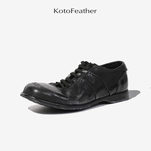 珡羽KotoFeather 德式水洗马皮拳击鞋手工植鞣透气皮底休闲皮鞋 - 图3
