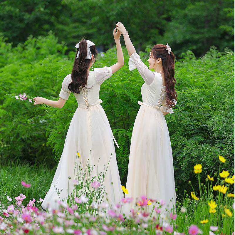伴娘服2023新款姐妹团高级感小众简单大方毕业生成人礼服裙女夏季