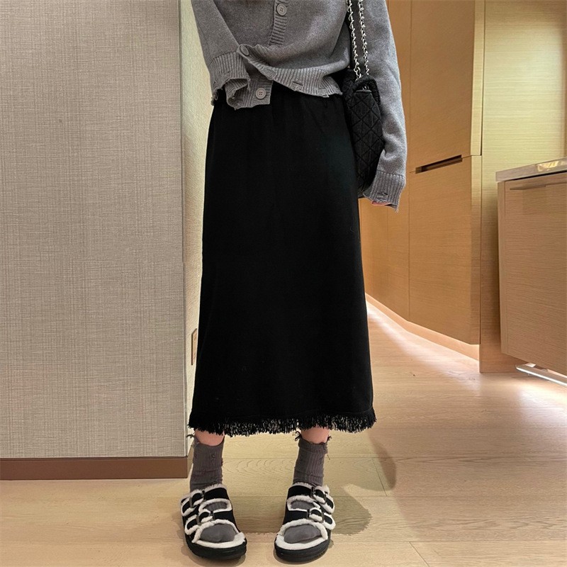 【拉夏】中长款针织裙韩版简约百搭