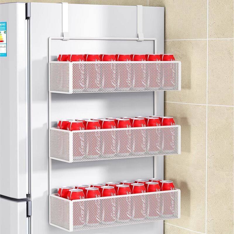 冰箱置物架侧面收纳挂架厨房家用侧壁保鲜膜挂钩多层架子神器打孔 - 图1