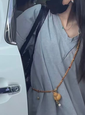 鸡翅木新中式百搭斜挎链