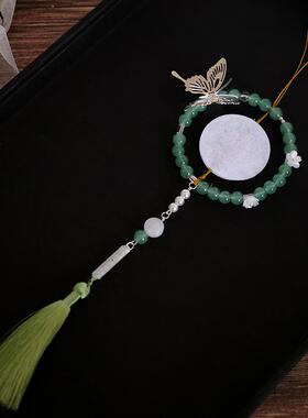 古风吧唧托禁步琉璃绢花中式徽章底托痛包装饰谷中式华丽包包挂件