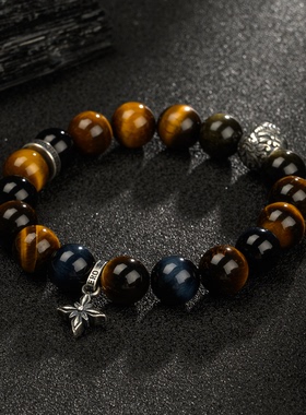 邱鼎杰陈赫同款天然黄虎眼石手链