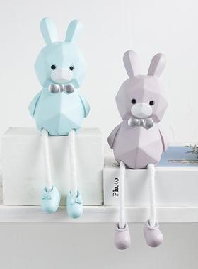 可爱少女心家居装饰树脂客厅摆件吊脚小动物创意桌面小摆设品礼物