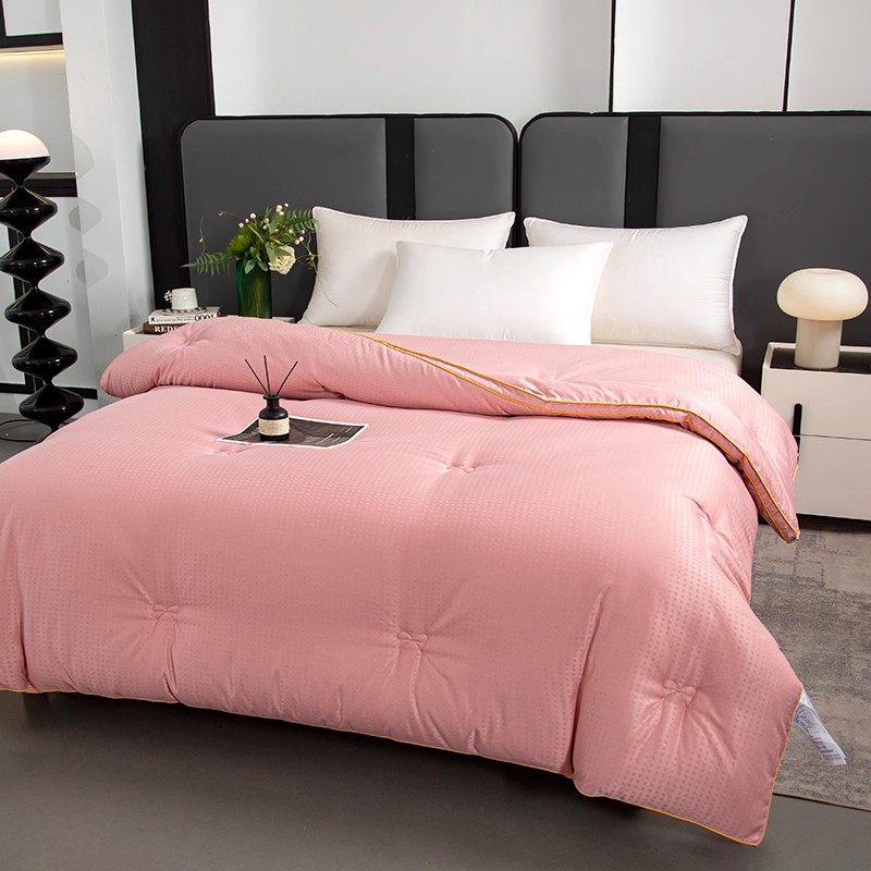 玉芙妮家纺贡缎提花大豆纤维黄金丝被单双人被子被芯送皮革包装