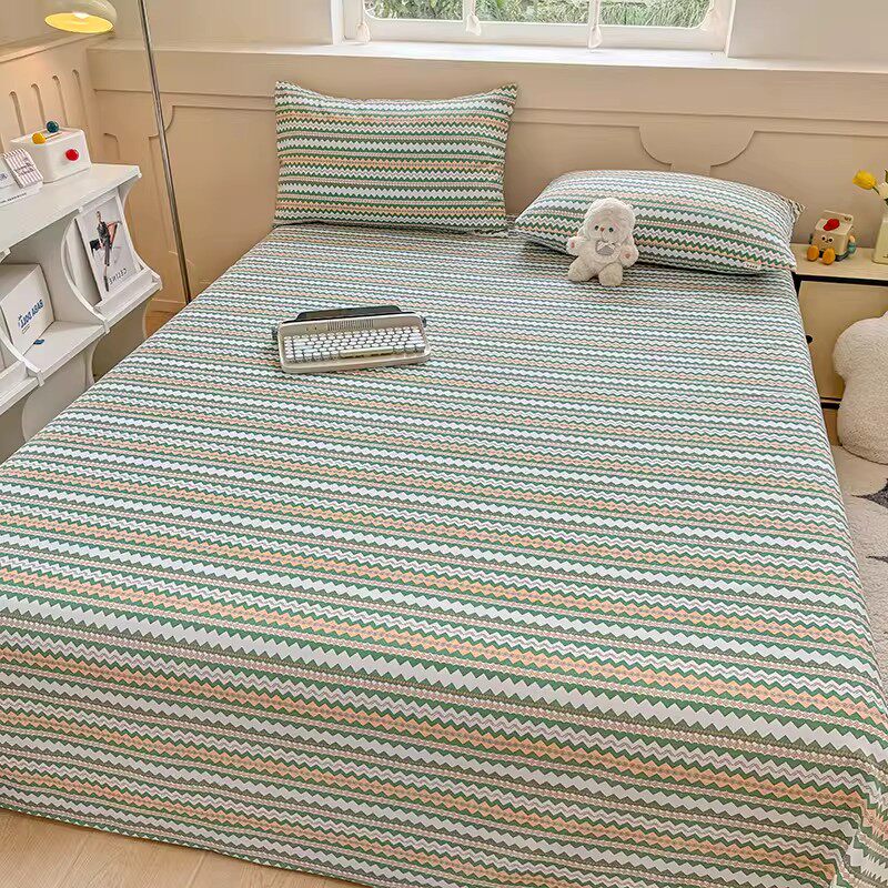 A类纯棉老粗布床单件凉席单双人床1.8床三件套学生两件套