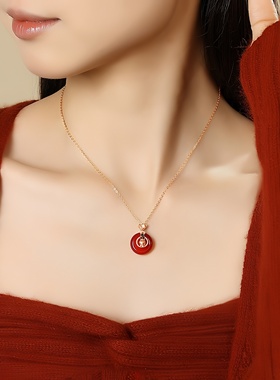 晶禧汇马上平安红玛瑙纯银项链