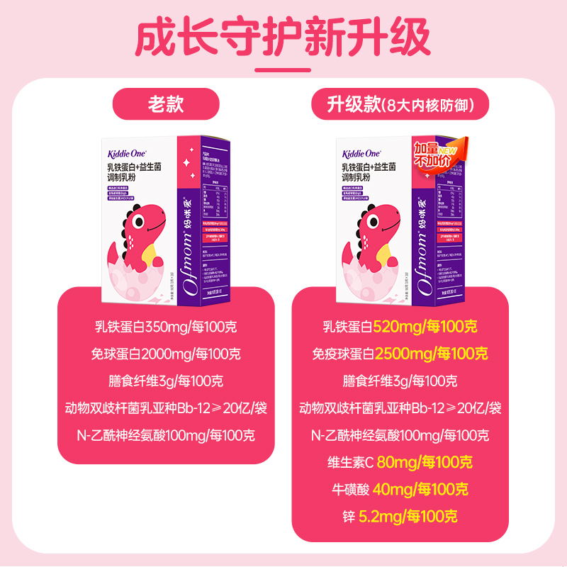 KiddieOne妈咪爱益生菌儿童乳铁蛋白粉剂乳粉恐龙牛奶蛋白粉30支