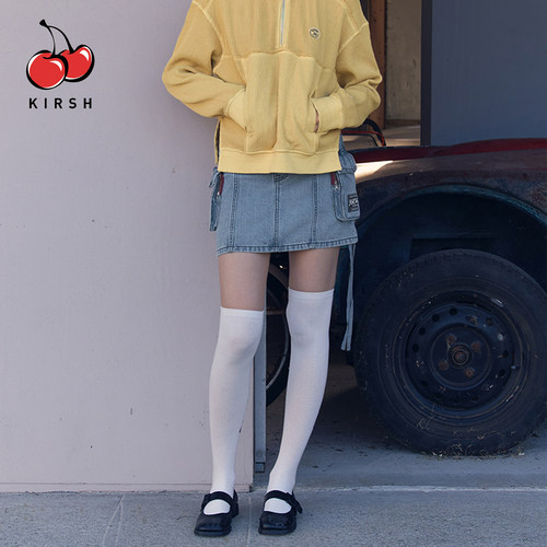 kirsh绝美好看工装风牛仔短裙女口袋a字显瘦半身裙miu系短款裙子 - 图0