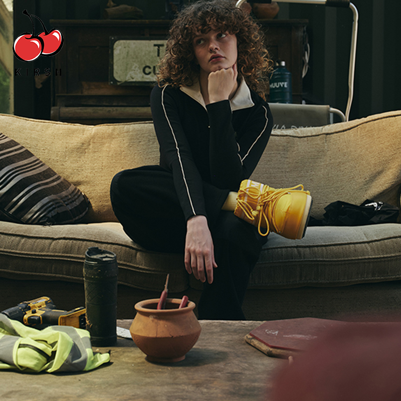 KIRSH大樱桃春新款长袖T恤运动风半拉链女装上衣翻领卫衣 - 图1