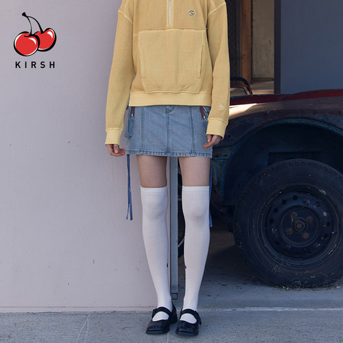 kirsh绝美好看工装风牛仔短裙女口袋a字显瘦半身裙miu系短款裙子 - 图3
