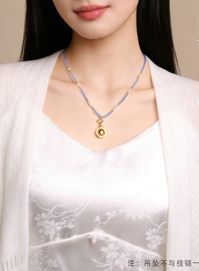 时尚冰蓝珍珠白锁骨链佛牌唐卡链