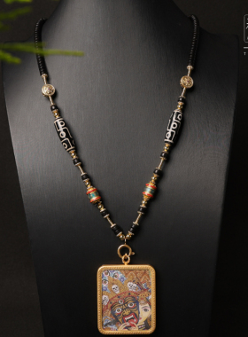 佛牌链古法沙金转筒唐卡吊坠挂绳