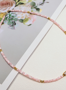 粉色马蹄贝壳银丝夏季锁骨链