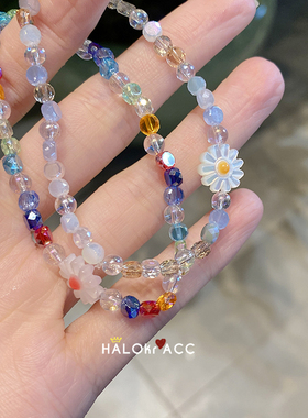 HALOkrACC韩国扁彩冰晶串珠手链