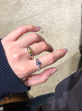 HALOkrACC韩国金银色爱心戒指