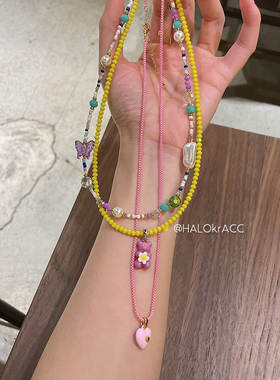 HALOkrACC韩代紫藤与蜂鸣项链