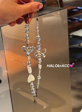 HALOkrACC韩国东大门 极光炫彩透明亚克力蝴蝶结爱心串珠手链