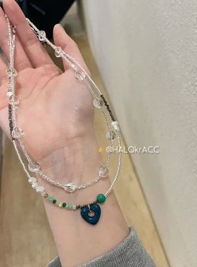 HALOkrACC韩国水漾间隔心颈链