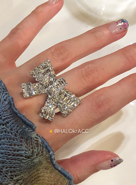 HALOkrACC韩代方钻蝴蝶结戒指