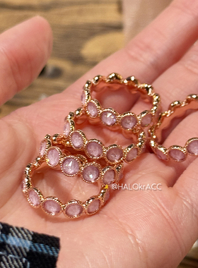 HALOkrACC韩代s水晶 水波烟雾淡紫色 海洋波光圆环圆钻 戒指