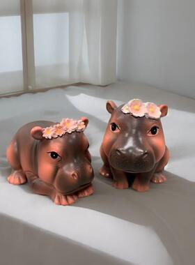 跨境愤怒的河马宝宝装饰摆件家居客厅装饰品小摆件树脂工艺品