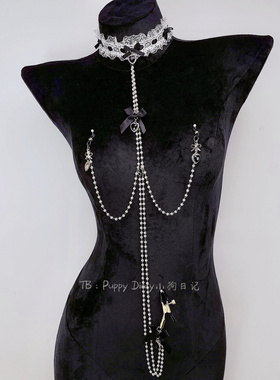 蕾丝choker丝绒蝴蝶结身体链女