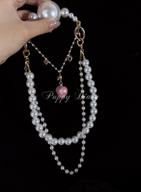 Puppy珍珠爱心多层锁骨链礼物