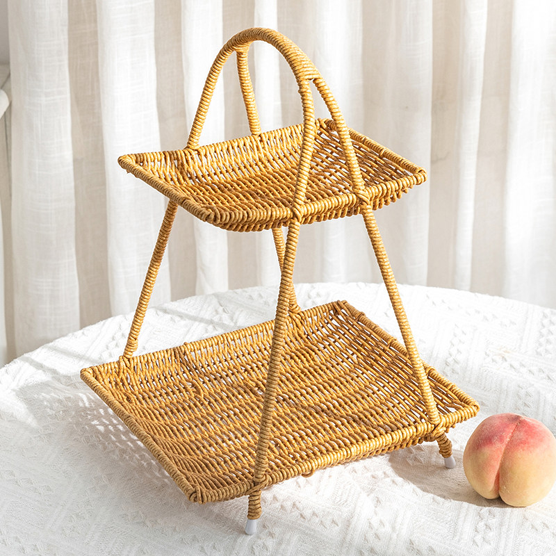 双层水果篮家用客厅零食塑料收纳架创意茶几果盘围炉煮茶点心盘,淘宝优惠券,粉丝福利购,淘宝优惠卷