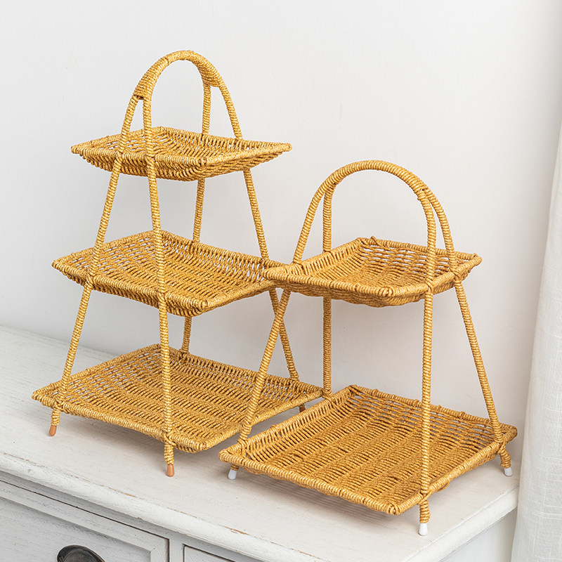 双层水果篮家用客厅零食塑料收纳架创意茶几果盘围炉煮茶点心盘,淘宝优惠券,粉丝福利购,淘宝优惠卷