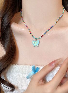 链女吊坠项链清新锁骨ins多巴胺