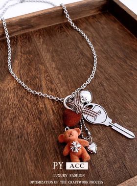 链条气质百搭钛项链钢毛衣链植绒