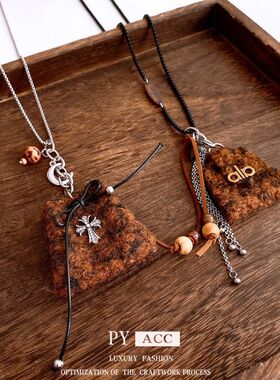 花朵陶瓷项链毛衣链复古百搭包包