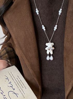 植绒项链休闲小熊吊坠可爱项饰