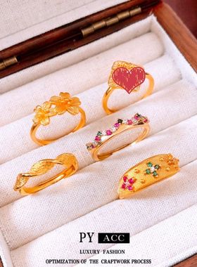 真金电镀开口精致高级感戒指百搭