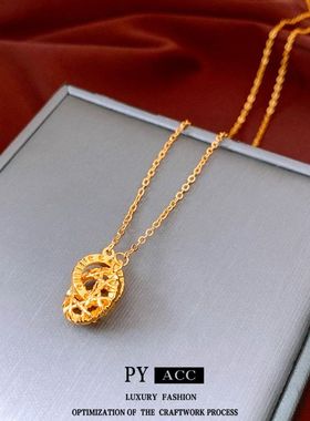 轻奢风24真金简约项链气质吊坠